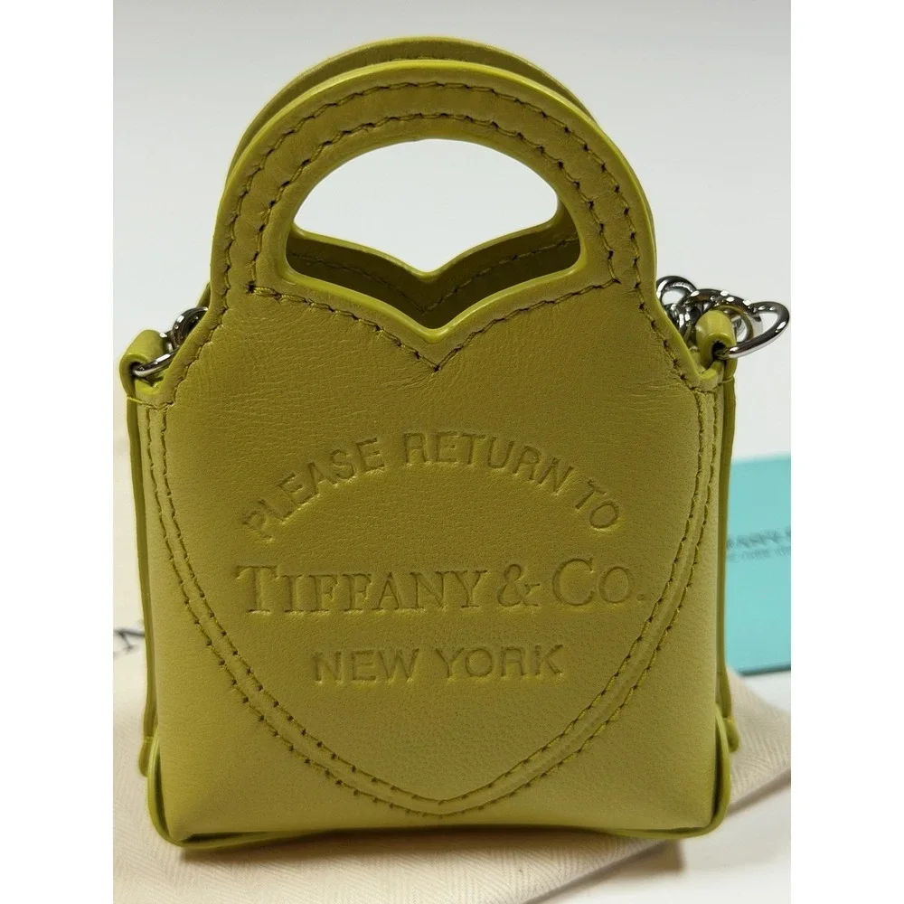 Tiffany & Co. Please Return To Tiffany Chartreuse Leather Nano Micro Charm Bag